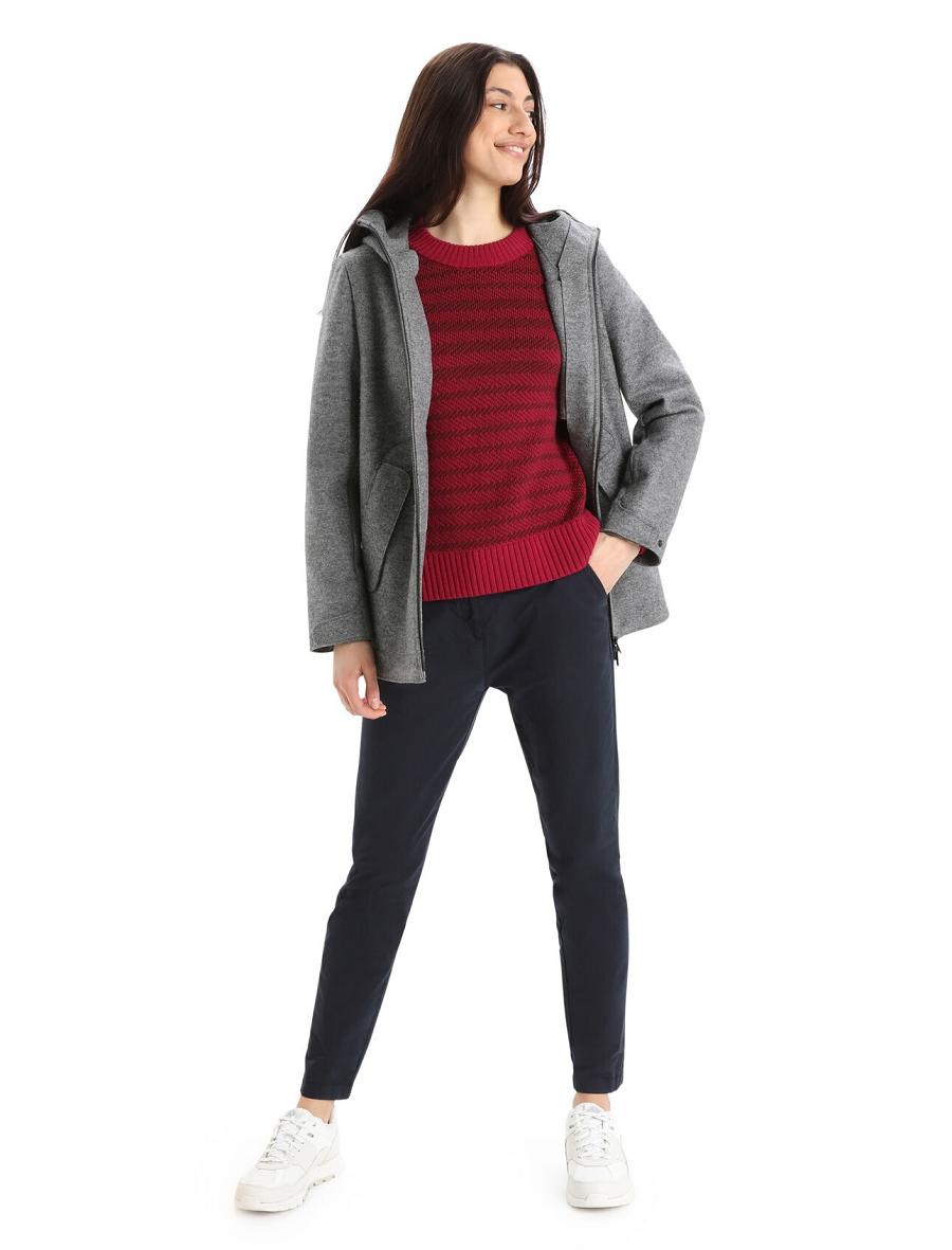 Vestes Icebreaker Felted Merino Encapuchonné Femme Grise | FR 1651EBCX